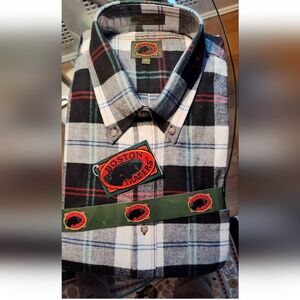 Boston Traders Men's Casual Plaid Shirt - Black, White, Blue, Red  17-17.5